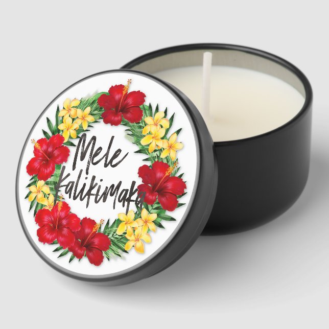 Tropical Paradise Hawaiian Holiday Wreath Mini Candle Favors (Corner)