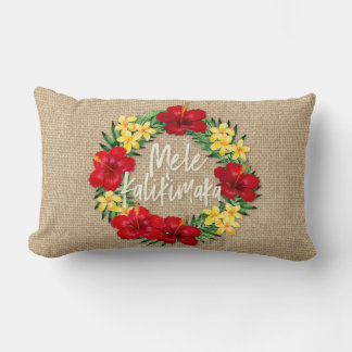 Tropical Paradise Hawaiian Holiday Wreath Reverse Lumbar Pillow