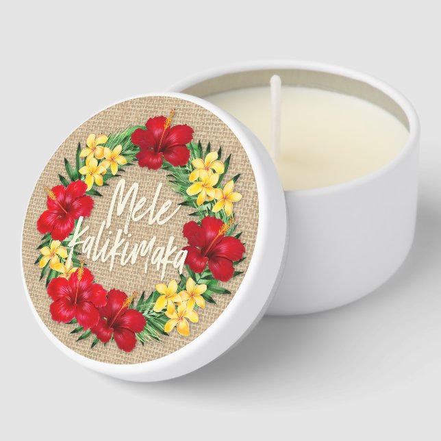 Tropical Paradise Hawaiian Holiday Wreath Reverse Mini Candle Favors (Corner)