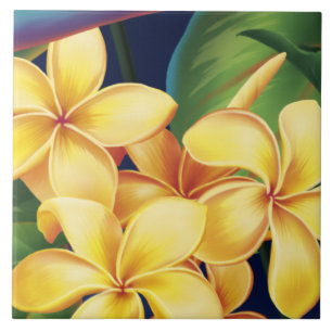 Tropical Paradise Hawaiian Plumeria Tiles & Trivet