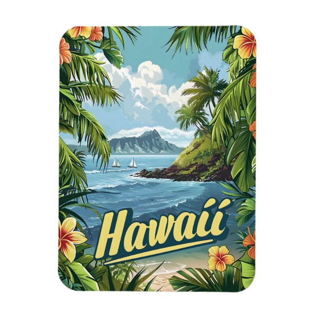 Tropical Paradise: Hawaii's Coastal Bloom Magnet (Vertical)