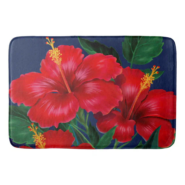 Tropical Paradise Hibiscus Hawaiian Bath Mat | Zazzle