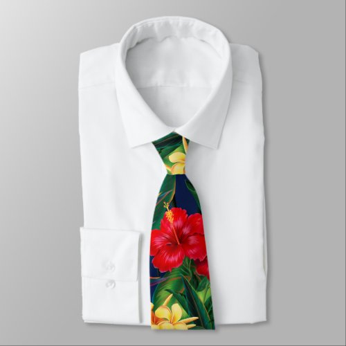 Tropical Paradise Hibiscus Hawaiian Two_Sided Tie