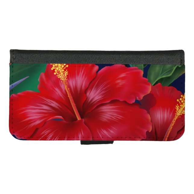 Tropical Paradise Hibiscus iPhone Wallet Case (Front (Horizontal))
