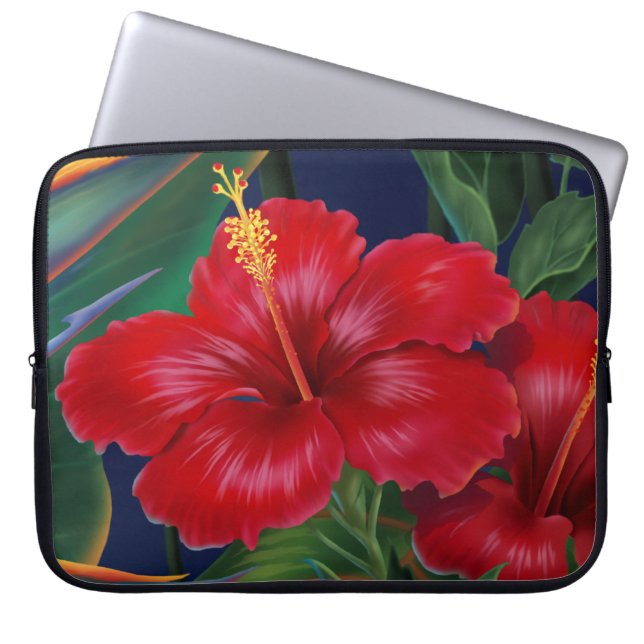 Tropical Paradise Hibiscus Neoprene Wetsuit Laptop Sleeve (Front)