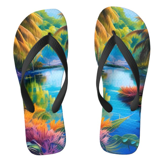 Tropical Paradise II Flip Flops (Footbed)