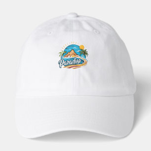 Tropical Paradise Island Logo Art Hat