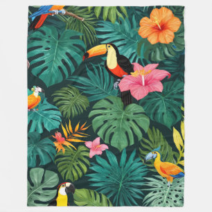 Tropical Paradise Jungle Pattern Fleece Blanket