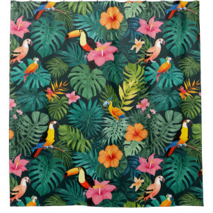 Tropical Paradise Jungle Pattern Shower Curtain