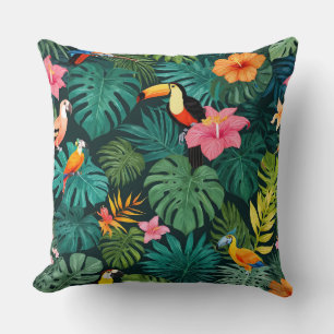 Tropical Paradise Jungle Pattern Throw Pillow