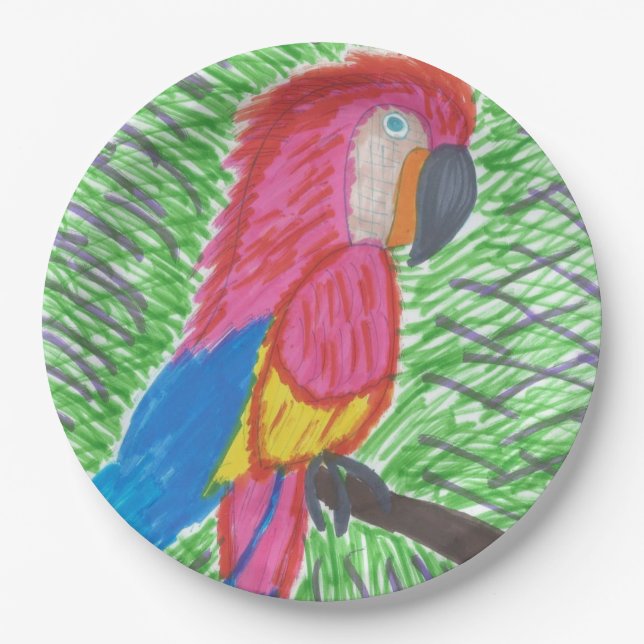 Tropical Paradise Macaw Paper Plates (Front)