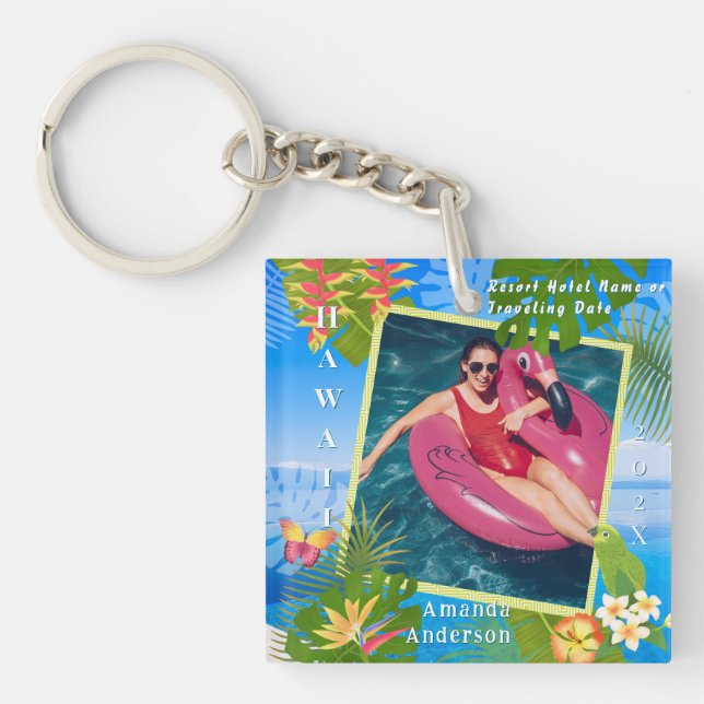 Tropical Paradise Memory Sea Photo Keychain (Front)