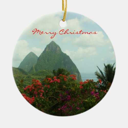 Tropical Paradise Merry Christmas Ornament