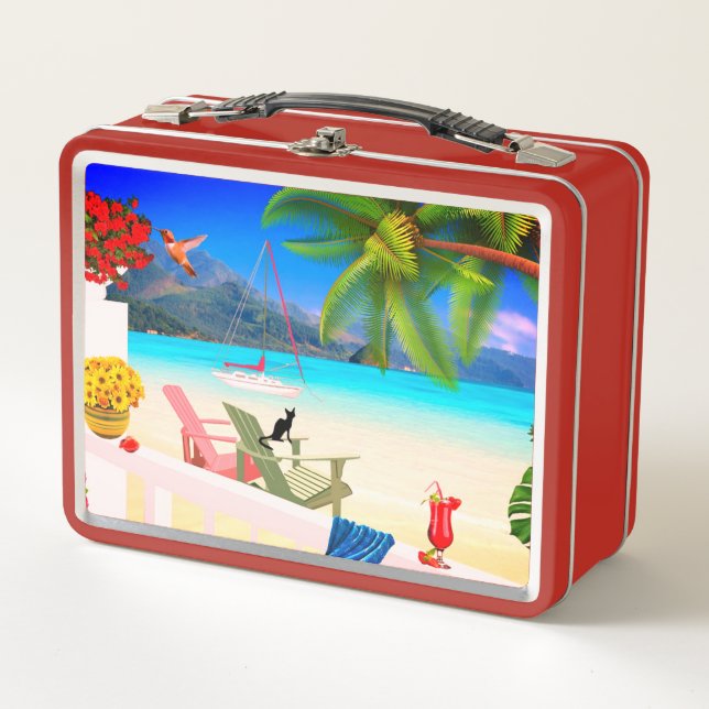 Tropical Paradise Metal Lunch Box (Front)