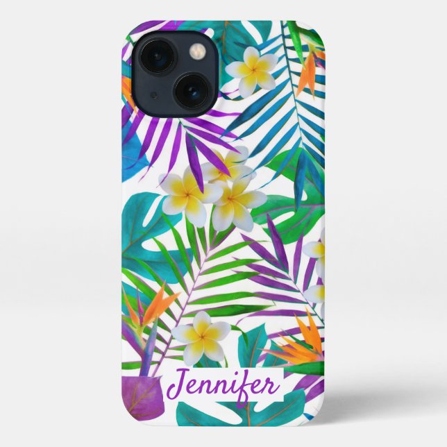 Tropical Paradise Monogram Name iPhone Case (Back)