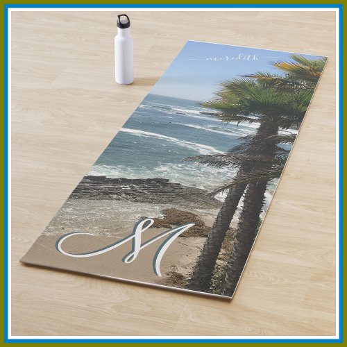 Tropical Paradise Ocean View Custom Monogram   Yoga Mat