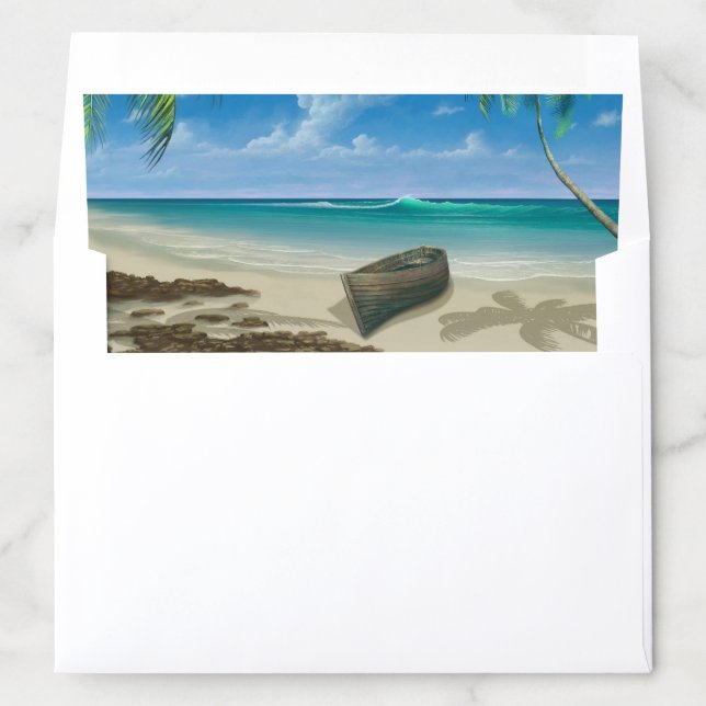 Tropical Paradise Palm Trees Boat Canoe Ocean Envelope Liner (In Envelope)