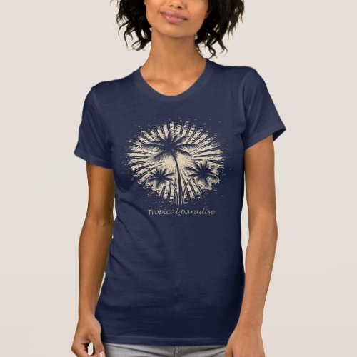 Tropical paradise palm trees sun women T_Shirt