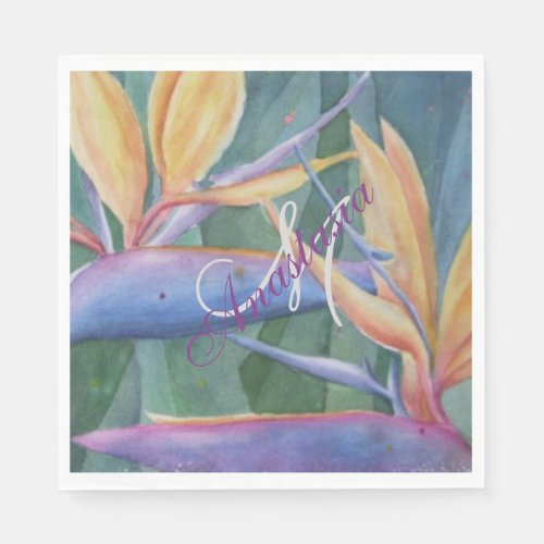 TROPICAL PARADISE PARTY MONOGRAM NAPKINS