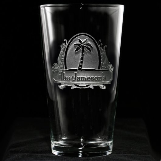 Tropical Paradise Personalized Pint Glass (Front)