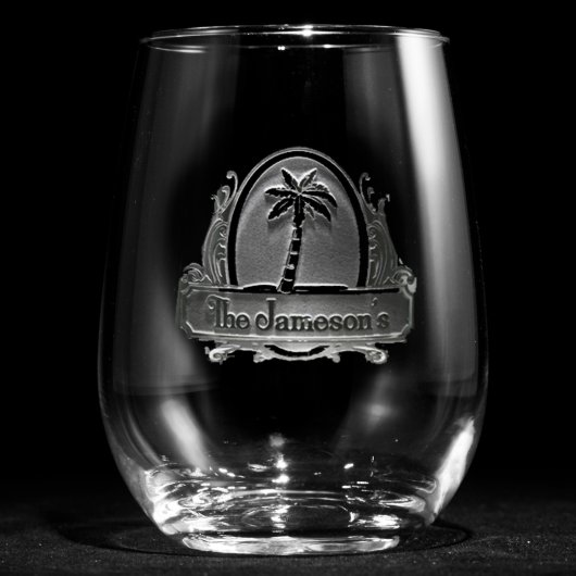Tropical Paradise Personalized Stemless Wine Glass (Front)