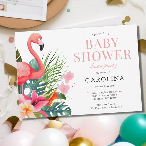 Tropical Paradise Pink Baby Shower Invitation