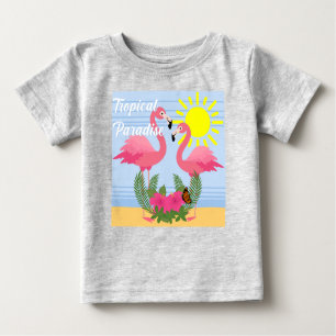 Tropical Paradise Pink Flamingo - Baby Fine Jersey Baby T-Shirt