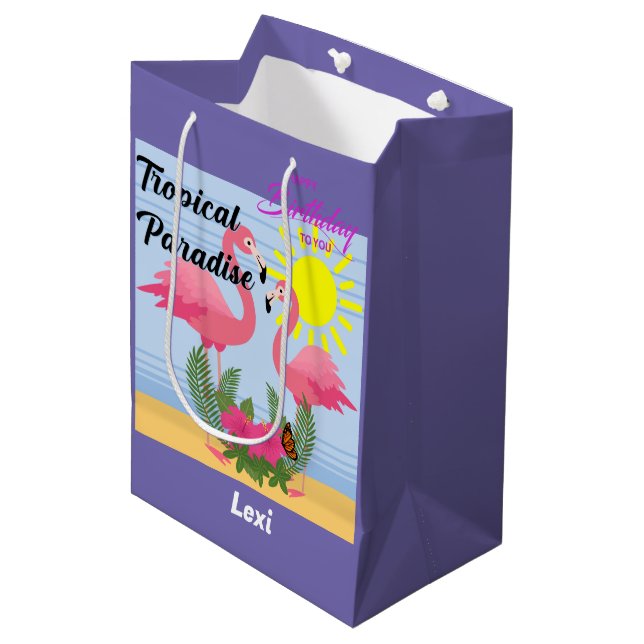 Tropical Paradise Pink Flamingo - Gift Bag - Mediu (Front Angled)