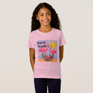 Tropical Paradise Pink Flamingo - Girls' Fine Jers T-Shirt