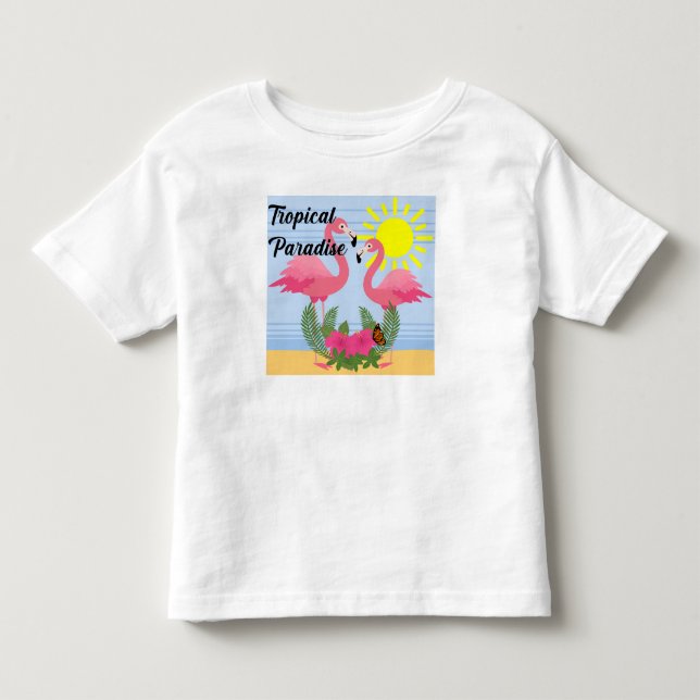 Tropical Paradise Pink Flamingo - Toddler Fine Jer T-shirt (Front)