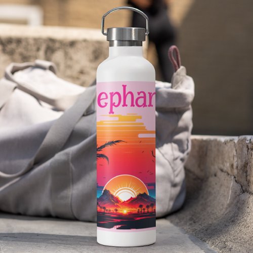 Tropical Paradise Pink Water Bottle