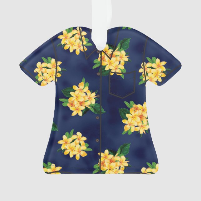 Tropical Paradise Plumeria Hawaiian Aloha Shirt Ornament (Front)