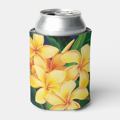 Tropical Paradise Plumeria Hawaiian Can Cooler