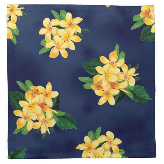 Tropical Paradise Plumeria Hawaiian Cloth Napkin (Front)