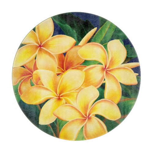 Tropical Paradise Plumeria Hawaiian Cutting Board