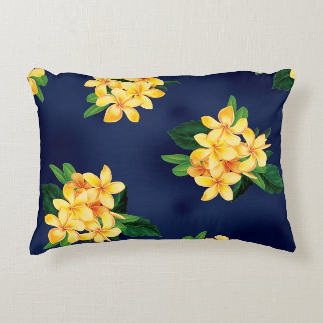 Tropical Paradise Plumeria Hawaiian Decorative Pillow (Front)