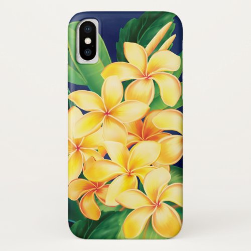 Tropical Paradise Plumeria Hawaiian Illustration iPhone X Case