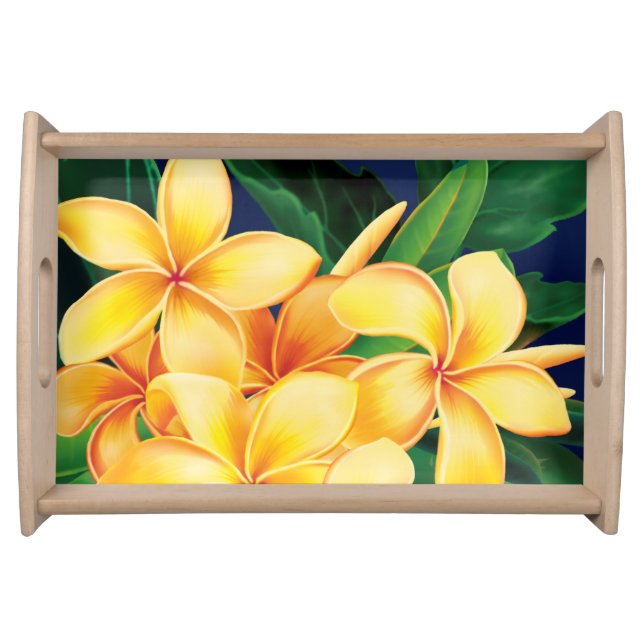 Tropical Paradise Plumeria Hawaiian Serving Tray (Front)