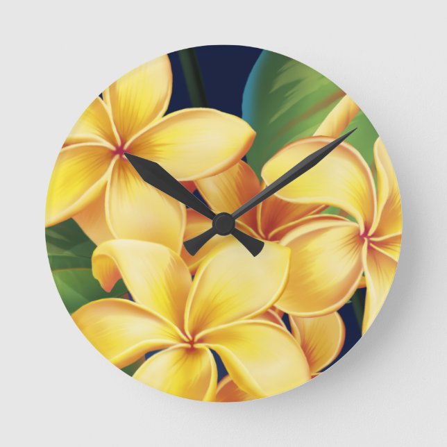 Tropical Paradise Plumeria Wall Clocks (Front)