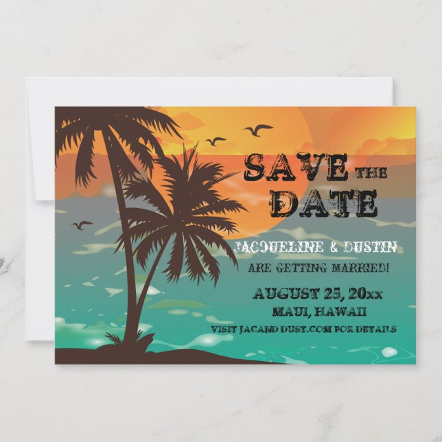 Tropical Paradise Save the Date Announcement (Front)
