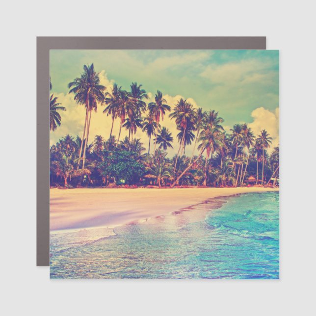 Tropical paradise: sea, hotel, beach. car magnet (Front)