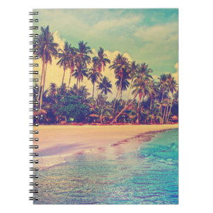 Tropical paradise: sea, hotel, beach. notebook