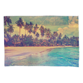 Tropical paradise: sea, hotel, beach. pillow case