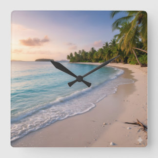 Tropical Paradise Square Wall Clock