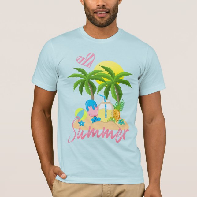 Tropical Paradise Summer Love Beach Men's T-Shirt (Front)