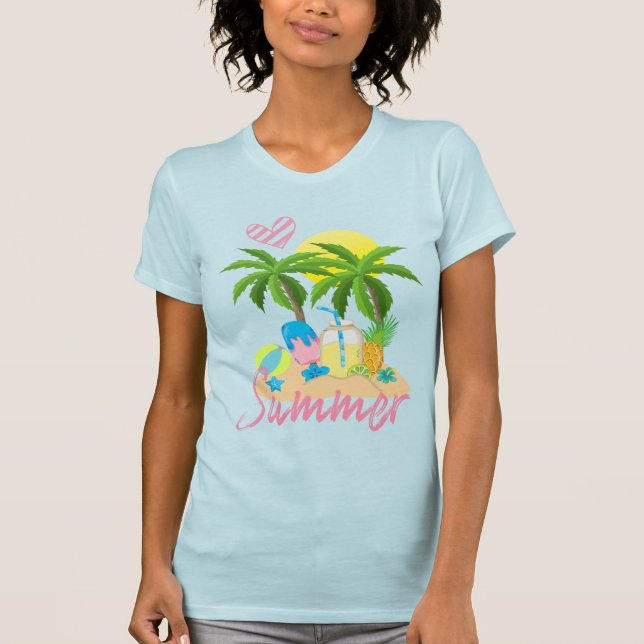Tropical Paradise Summer Love Beach Women's T-Shirt (Front)