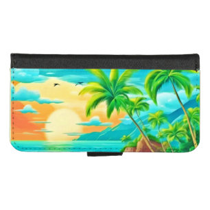 Tropical Paradise Sunset Coastline View iPhone 8/7 Wallet Case