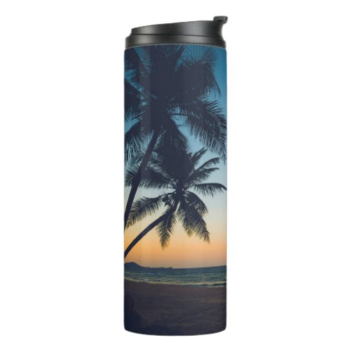 Tropical Paradise Surfboard Sunset Thermal Tumbler