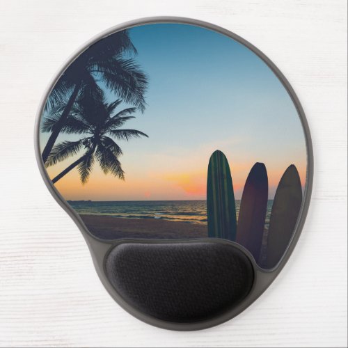 Tropical Paradise Surfing Sunset Gel Mouse Pad