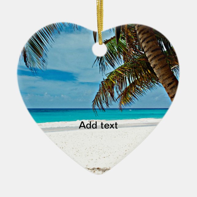Tropical Paradise Template-Sunny day at the beach Ceramic Ornament (Front)